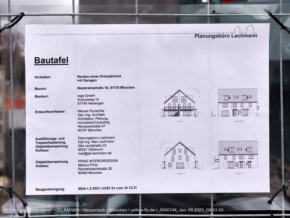 09.01.2023 - Neubau eines Mehrfamilienhause in der Niederalmstraße 16 in Neuperlach-Trudering